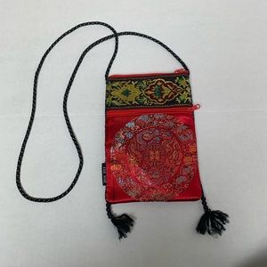 RESERVED NWOT [Far Nine] Red Embroidered Cross Body Bag 5.5"x8" tall